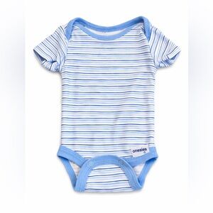 Gerber Light Blue and White Striped Short-Sleeve One-Piece